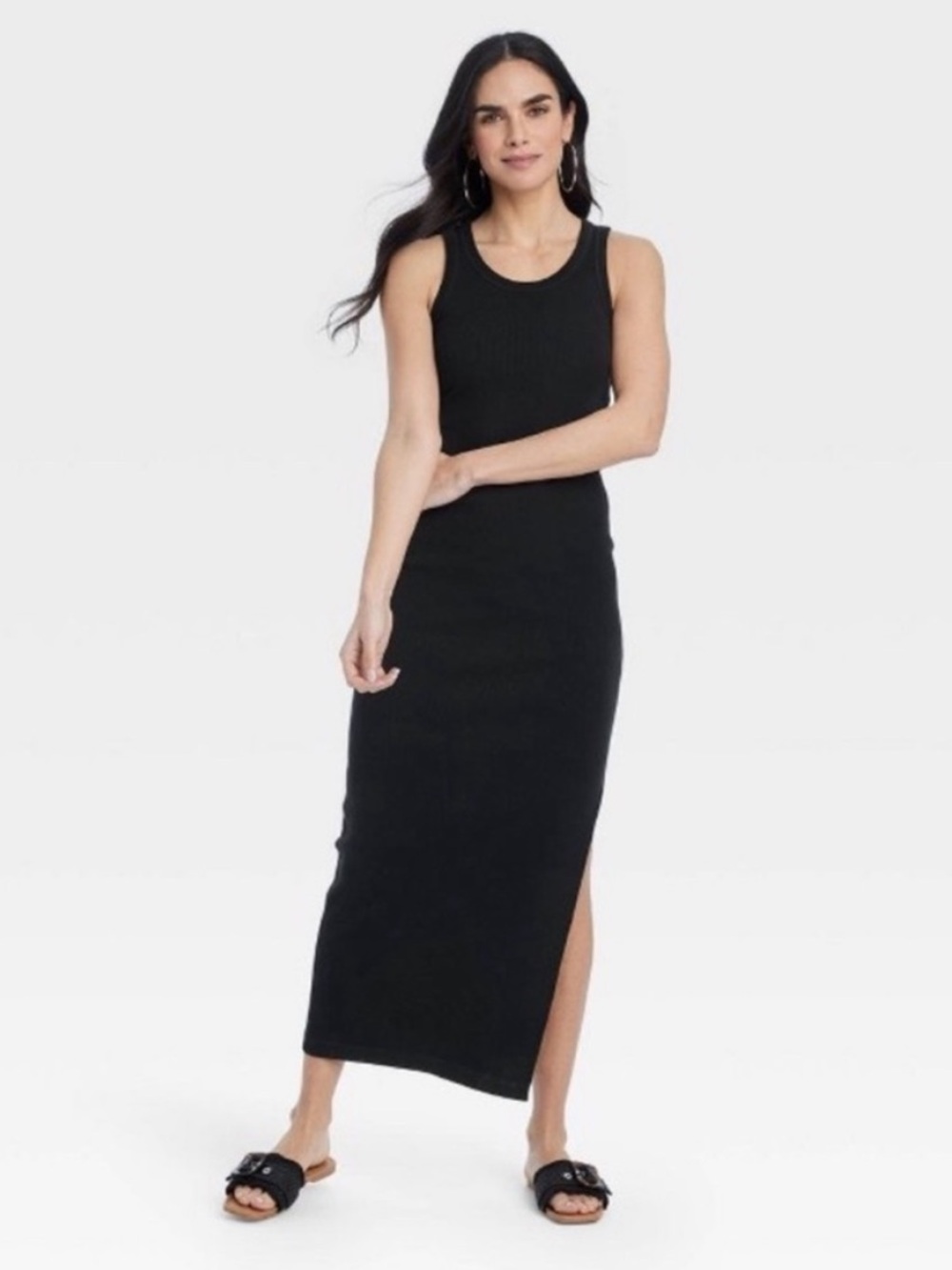 Universal Thread Black Ribbed Tank Maxi Dress
